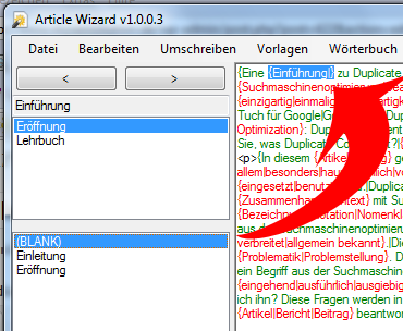 BLANK-Funktion des Article Wizards Die neue BLANK-Funktion des Article Wizards