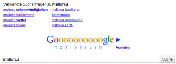 Anzeige verwandter Suchbegriffe zum Suchbegriff Mallorca