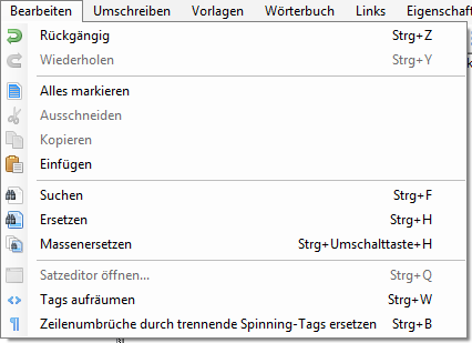 Menu Bearbeiten Menu Bearbeiten