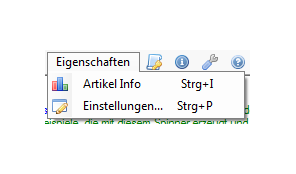Menüpunkt Eigenschaften