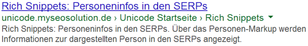 Personen Rich Snippets Testseite in den SERPs