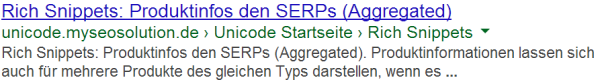 Produkt (aggregiert) Rich Snippets Testseite in den SERPs