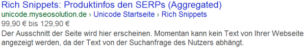 Produkt (aggregiert) Rich Snippets im Rich Snippet Testing Tool