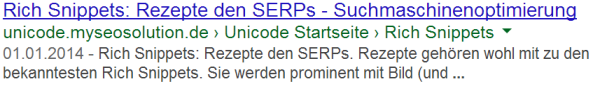 Rezepte Rich Snippets Testseite in den SERPs