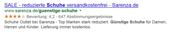 Review (aggregiert) Rich Snippets live in den SERPs