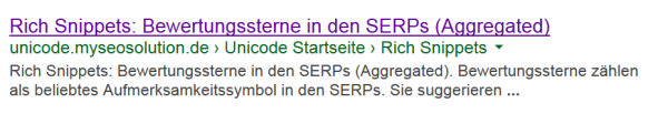 Review (aggregiert) Rich Snippets Testseite in den SERPs